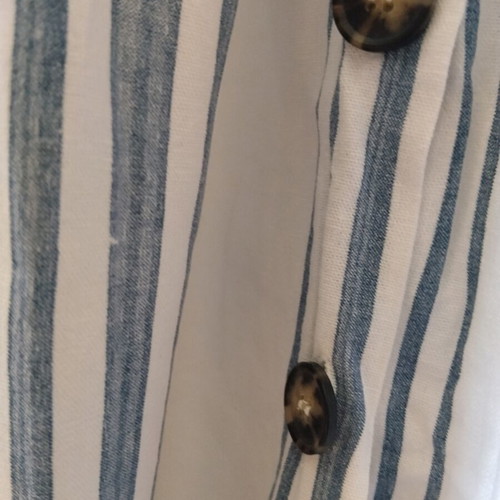 Zara linen striped dress white and blue XS like new with lining