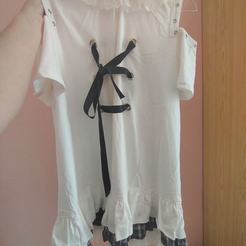 Jirai Kei Shirt Dress like new, black and white, size M