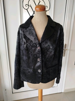 Acne Studios satin jacket like new with velvet embossed flowers black
