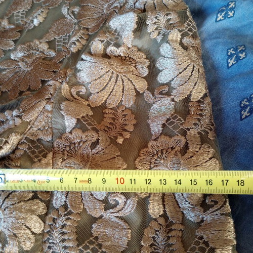 Classic dress used, tailor made with lace, beige