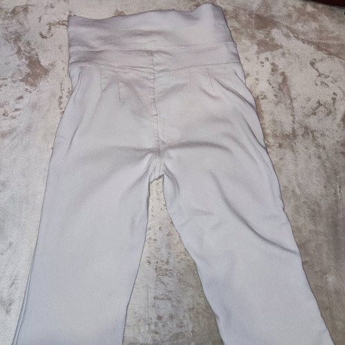 High-waisted pants like new, slim fit, gray ice white