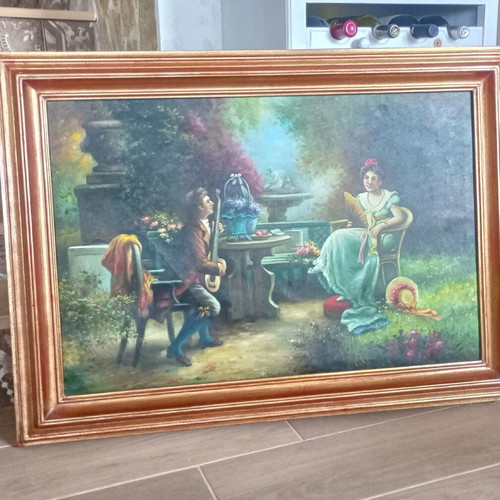 Painting with heavy wooden frame like new, 108x78
