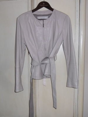 Δερμάτινο σακάκι Zara σαν καινούργιο, γκρι-μπεζ