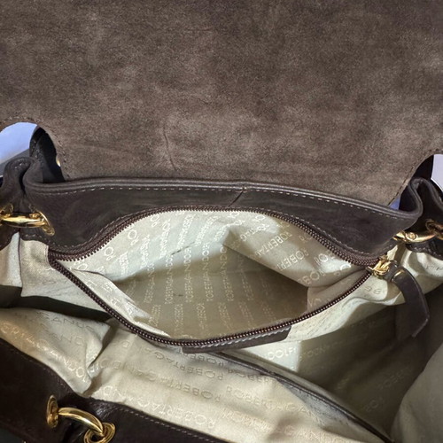 Italian designer brown leather shoulder bag like new