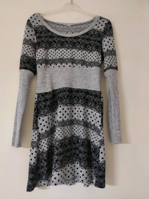 Winter dress gray with black patterns used