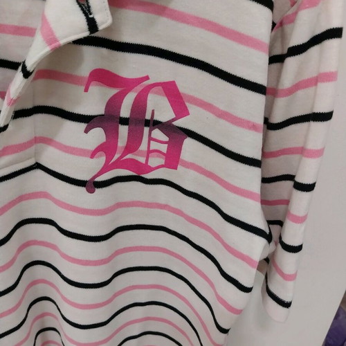 Badboy Club Polo Shirt used, men's size M, 100% cotton, stripes