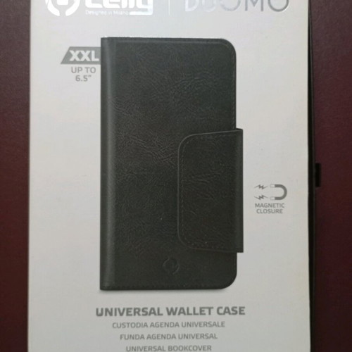Celly Duomo universal smartphone case up to 6.5" like new, leather wallet type