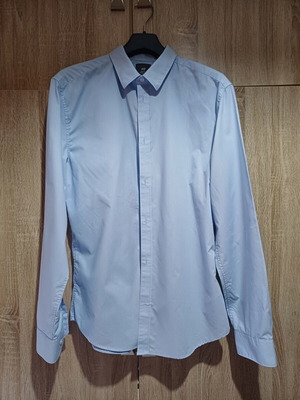 H&M men's long-sleeve shirt sky blue like new, size L slim fit