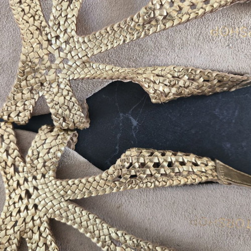 Topshop gold leather woven sandals, size 40