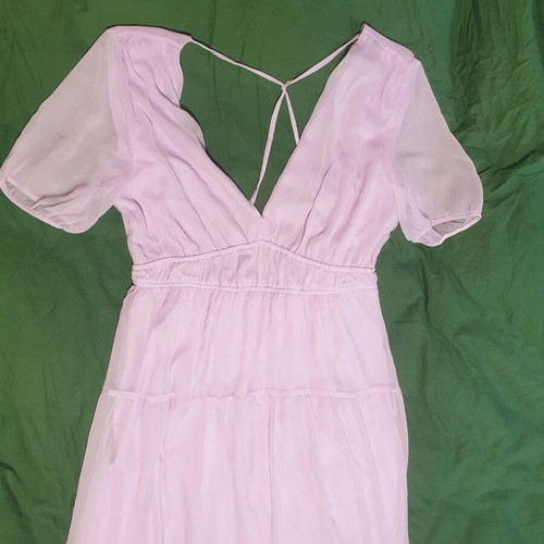 Terranova Lilac Maxi Dress XL New With Sheer Sleeves And Open Back