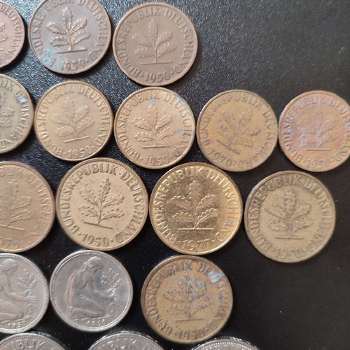 German coins used, pack of 26 Deutsche Mark/Pfennig