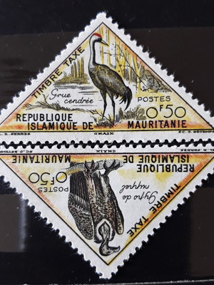 Mauritania 1963 Stamp Fiscal Timbre Tax triangle pair birds new