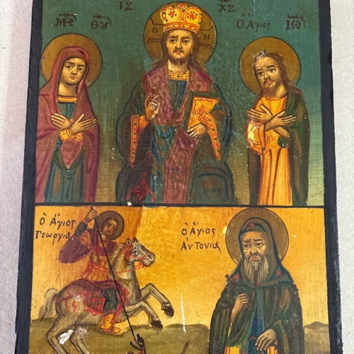 Religious icon used, Agios Georgios and Agios Antonios Christian Orthodox