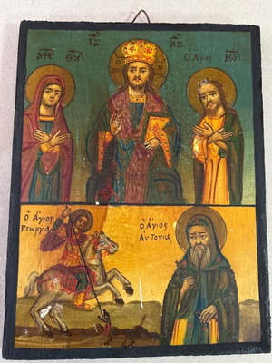Religious icon used, Agios Georgios and Agios Antonios Christian Orthodox