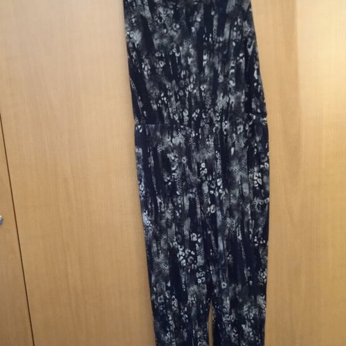 Jumpsuit used, soft viscose, size large, black and grey