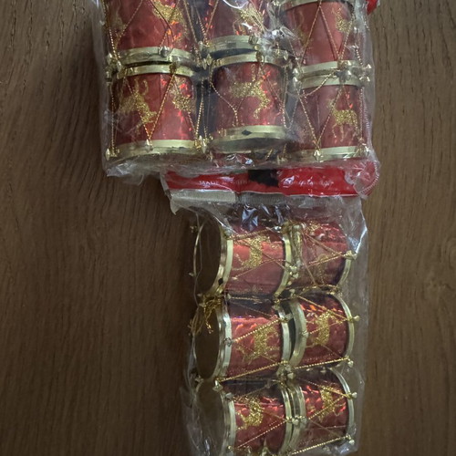 Christmas drums set of 12, two sets of 6