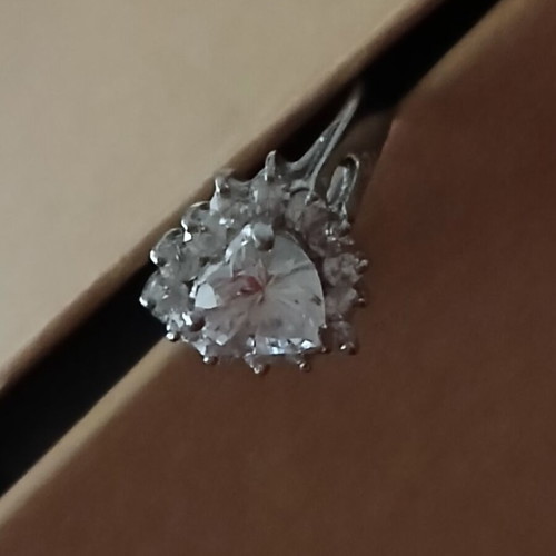 Silver 925 solitaire ring with heart-shaped zircon