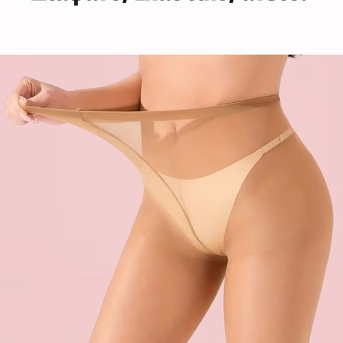 Beige Tights Size M New, Transparent and Elegant