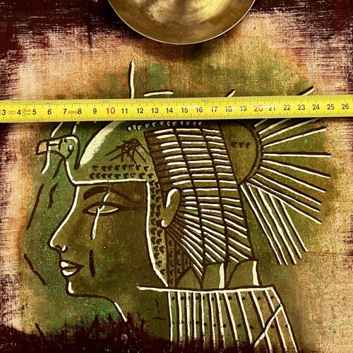 Mixed Media Artwork Queen Nefertari on Authentic Papyrus 1995