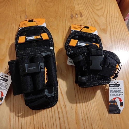 Though Built drill holster and 6-pocket tool pouch with Clip Tech