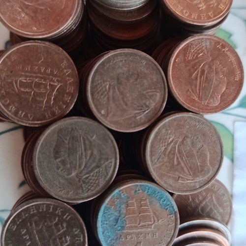 Drachma coins used, set of 703 from Greece