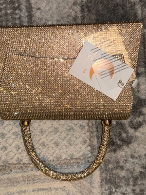 Michelle Moon golden clutch with rhinestones brand new