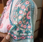 Indian summer dress, one size, cotton, pink and turquoise