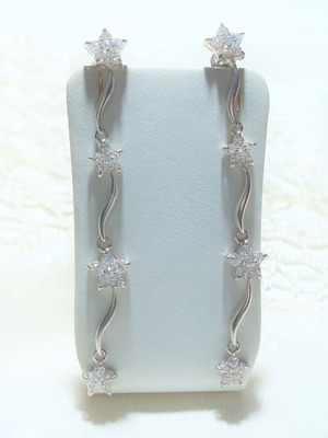 Fashion ασημένια 925 σκουλαρίκια με ζιργκόν σε κοπή μπριγιάν καινούργιο