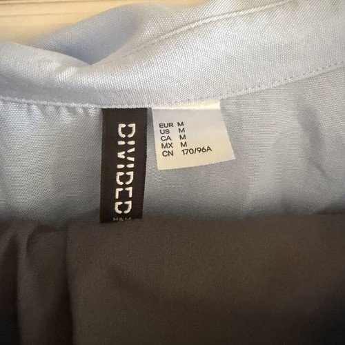 H&M Light Blue Oversized Shirt with Shoulder Pads, Like New