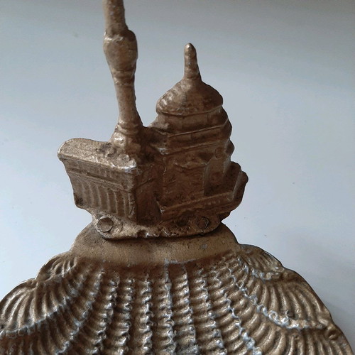 Metal ashtray Ioannina used, shell shape with Ali Pasha palace