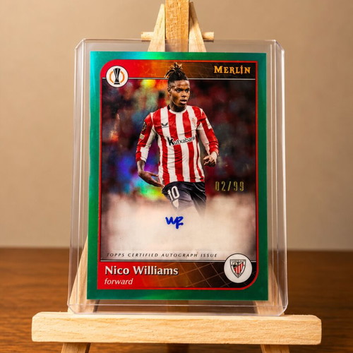 Nico Williams Topps Merlin UEFA 2024/25 Green Autograph Card new