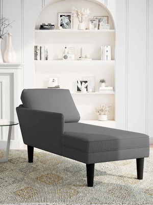 Σεζλόνγκ με μαξιλάρι σε σκούρο γκρι ύφασμα Corduroy καινούργιο