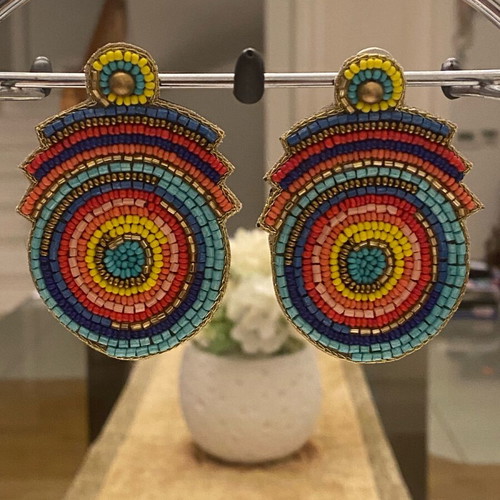 Dangling earrings new with multicolored beads