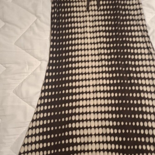 Polka Dot Dress 100% Cotton Elastic A-Line Brown Beige szM/36 new