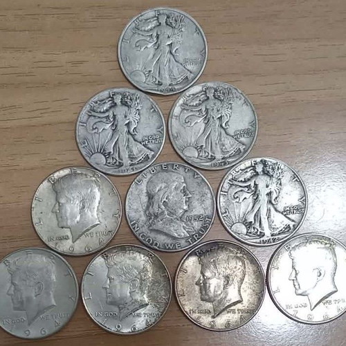 USA 10 x 1/2 $ silver used 125gr. 900 composition