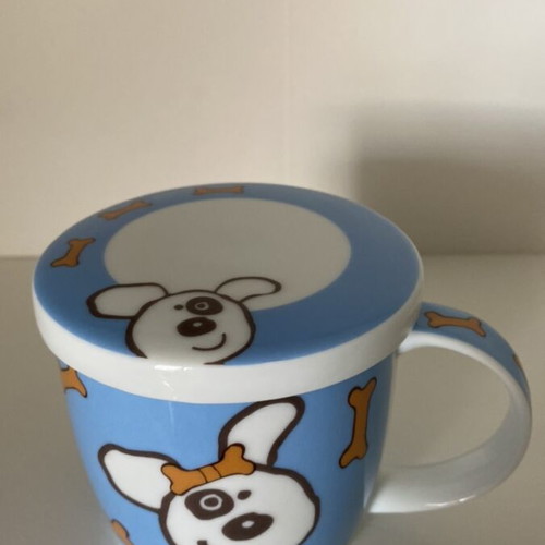 Papillon porcelain mug with lid vintage like new