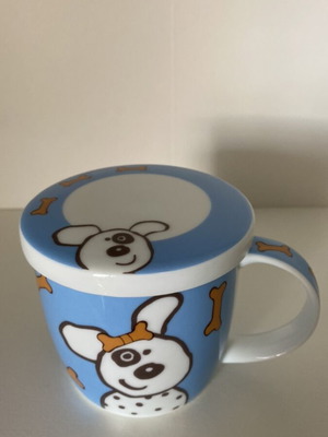 Papillon porcelain mug with lid vintage like new