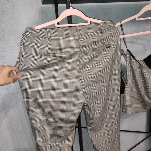 Enzzo Strapless Top and Pants Set new with tags, size L, plaid gray