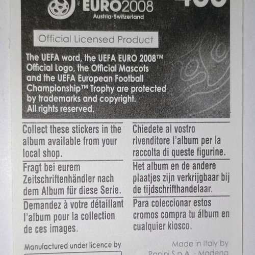 David Villa Euro 2008 Panini collectible sticker used