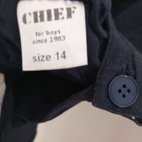 Linen pants, dark blue, elastic waist, boys' size 10-12
