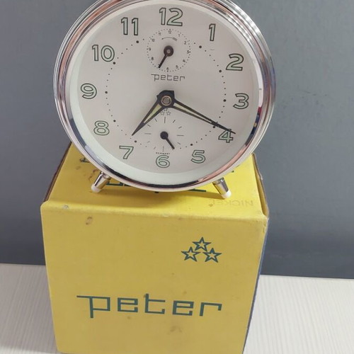 Peter vintage metal alarm clock new in box