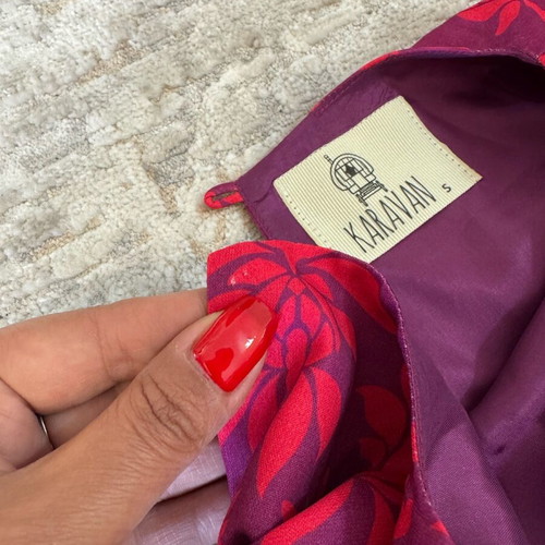 Karavan maxi dress one shoulder size S used, satin pink purple