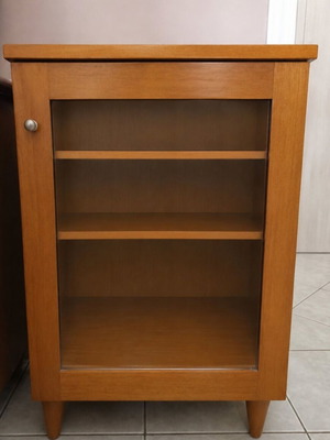 Wooden multipurpose cabinet with 2 shelves, walnut color