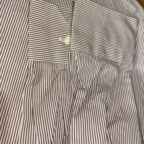 Zegna striped dress shirt XL, white and brown