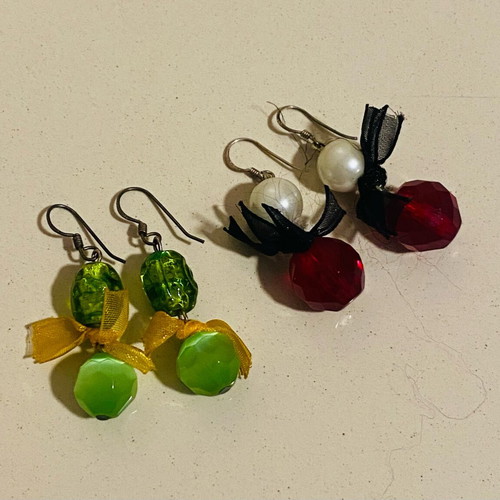 Earring set new, two pairs of dangle earrings with semi-precious stones