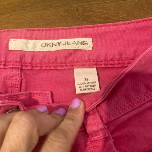 DKNY Jeans size 29 like new, fuchsia with rips and zippers