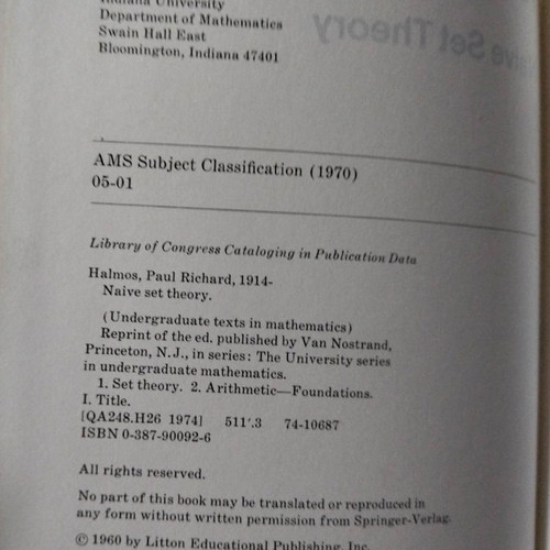 Naive Set Theory by Paul R. Halmos used