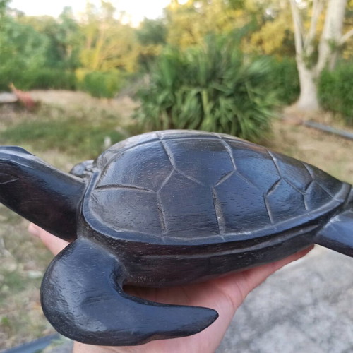 Wooden decorative turtle handcarved, new, 25 cm length
