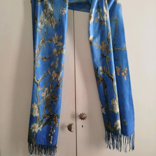 Scarf almond blossom Van Gogh new, blue design