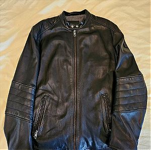 HUGO BOSS Black leather (sheep) biker jacket.  Fully lined in cotton.